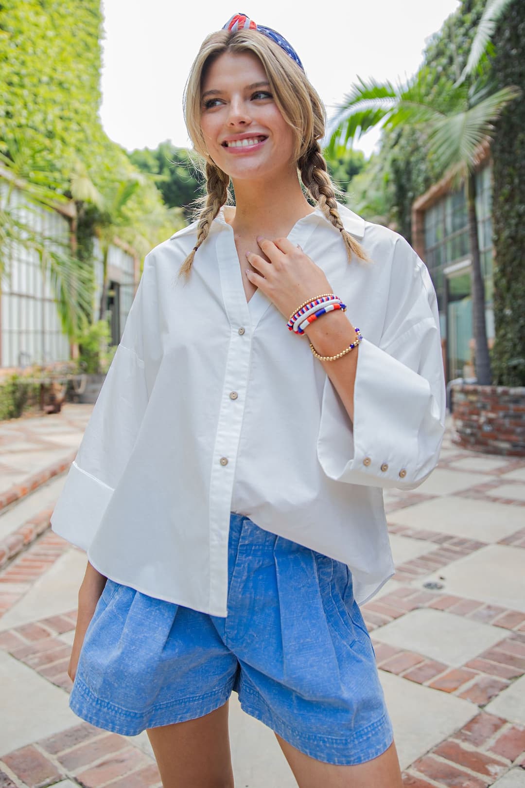 ee:some - Back Pleat Button Down Blouse - Off White - From Me To You