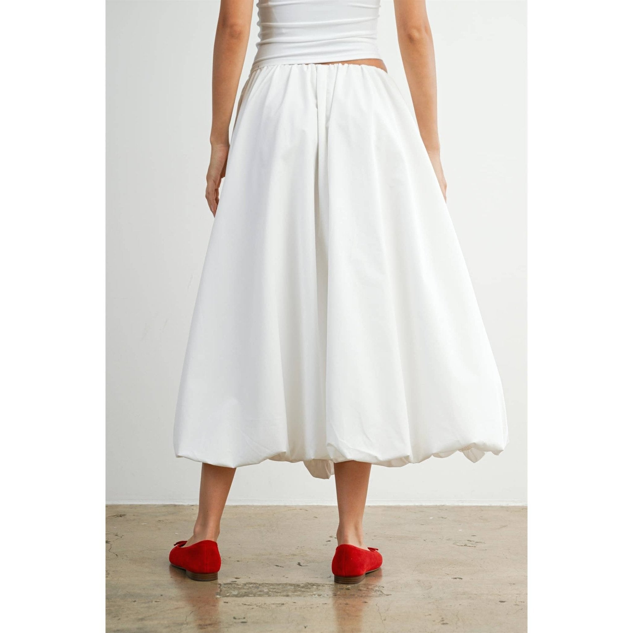 Elastic Waist Bubble Hem Maxi Skirt - BMS8074 - From Me To You