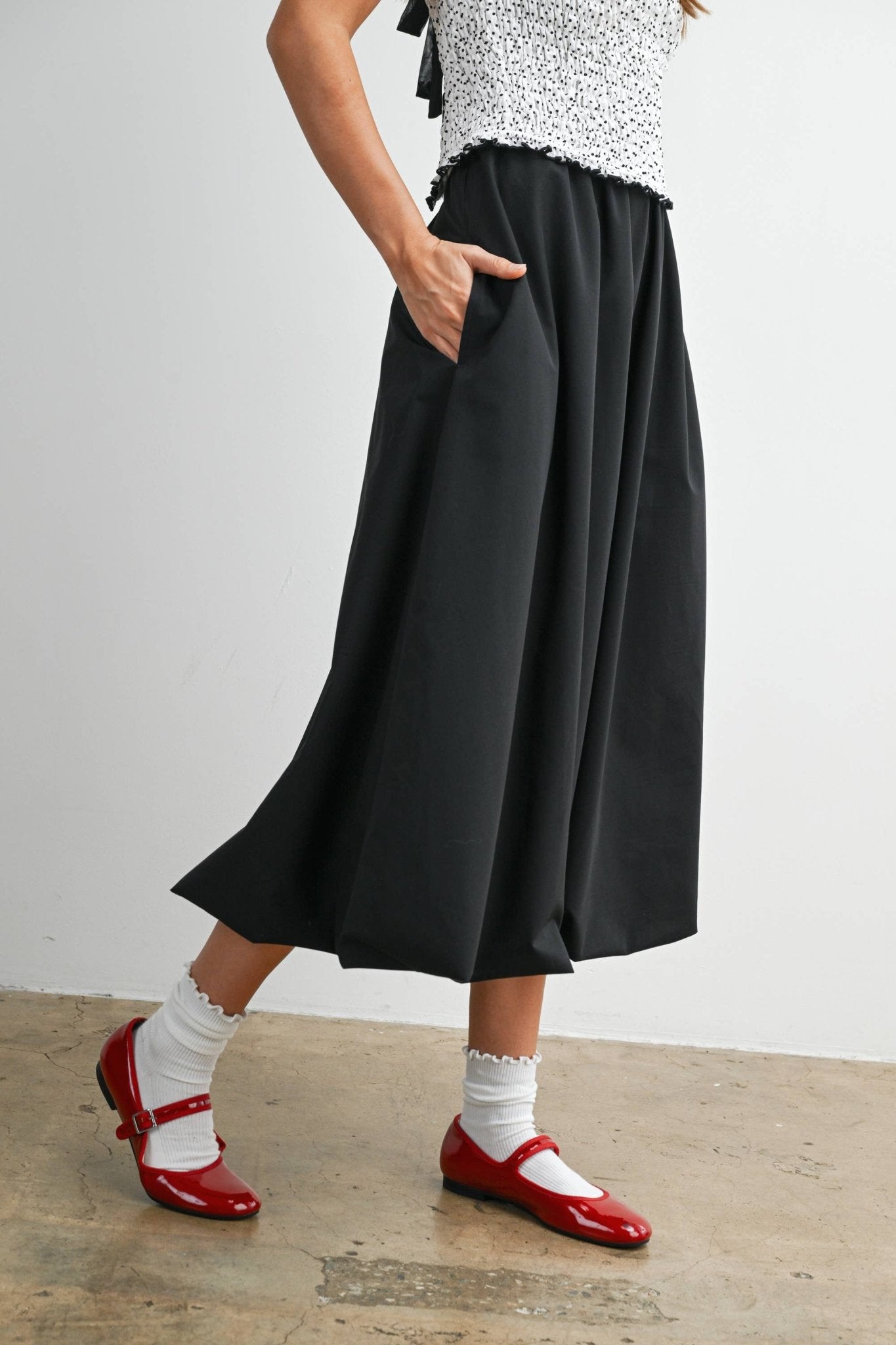 Elastic Waist Bubble Hem Maxi Skirt - BMS8074 - From Me To You