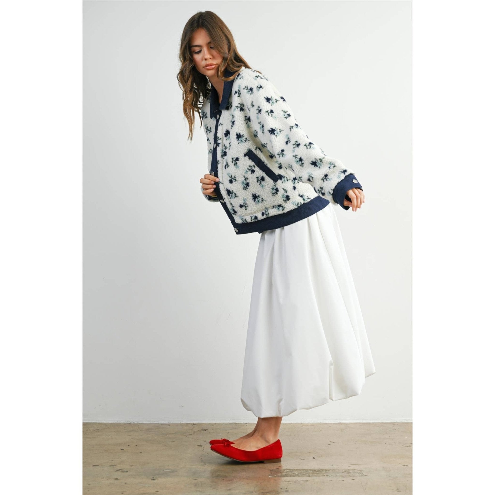 Elastic Waist Bubble Hem Maxi Skirt - BMS8074 - From Me To You
