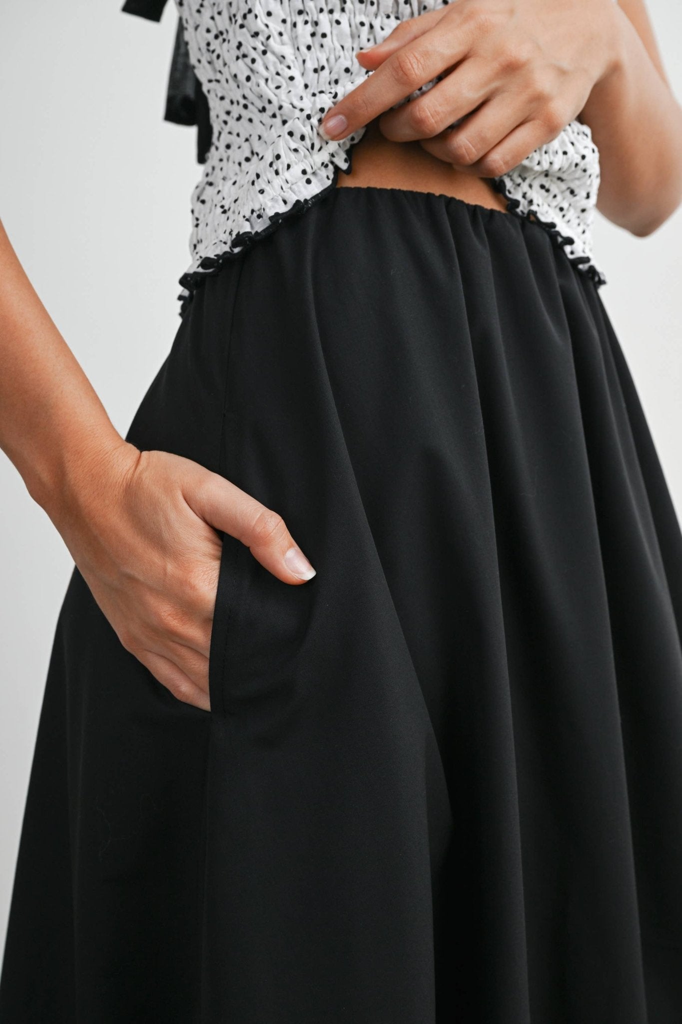 Elastic Waist Bubble Hem Maxi Skirt - BMS8074 - From Me To You