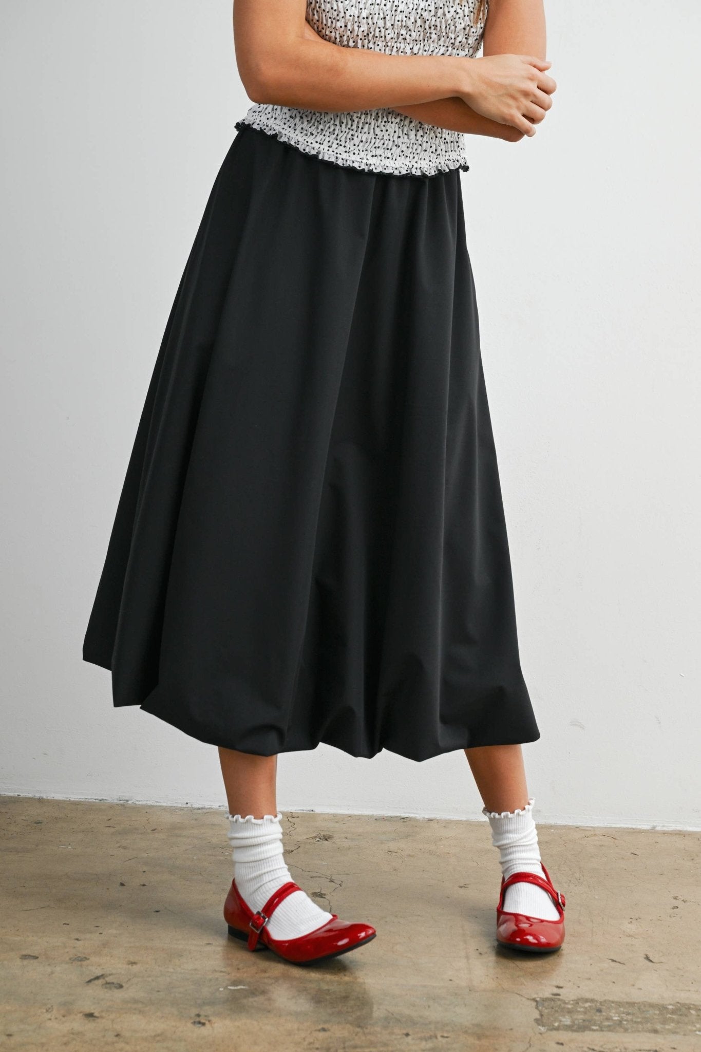Elastic Waist Bubble Hem Maxi Skirt - BMS8074 - From Me To You