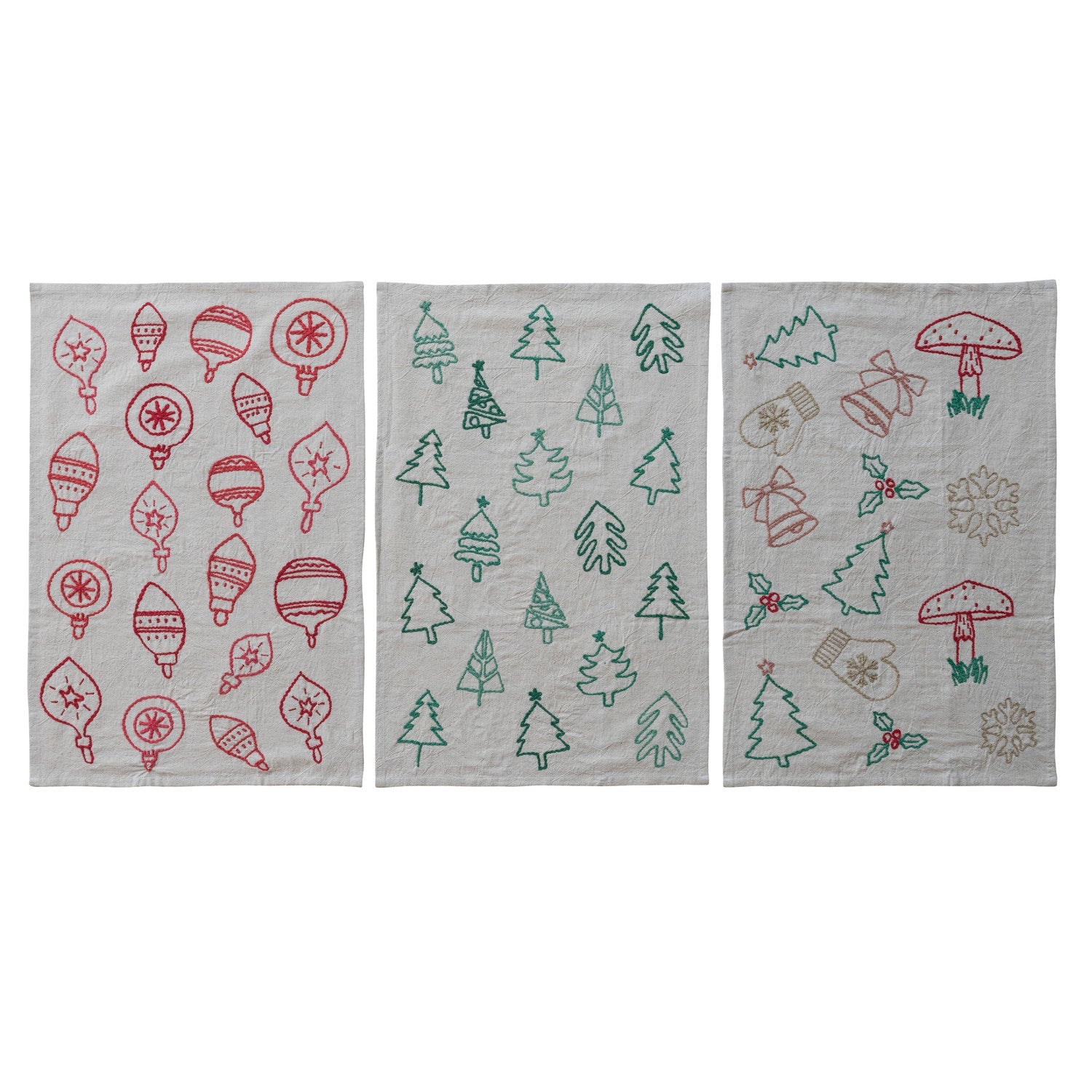 Embroidered Woven Cotton & Linen Tea Towel, 3 Styles - From Me To You