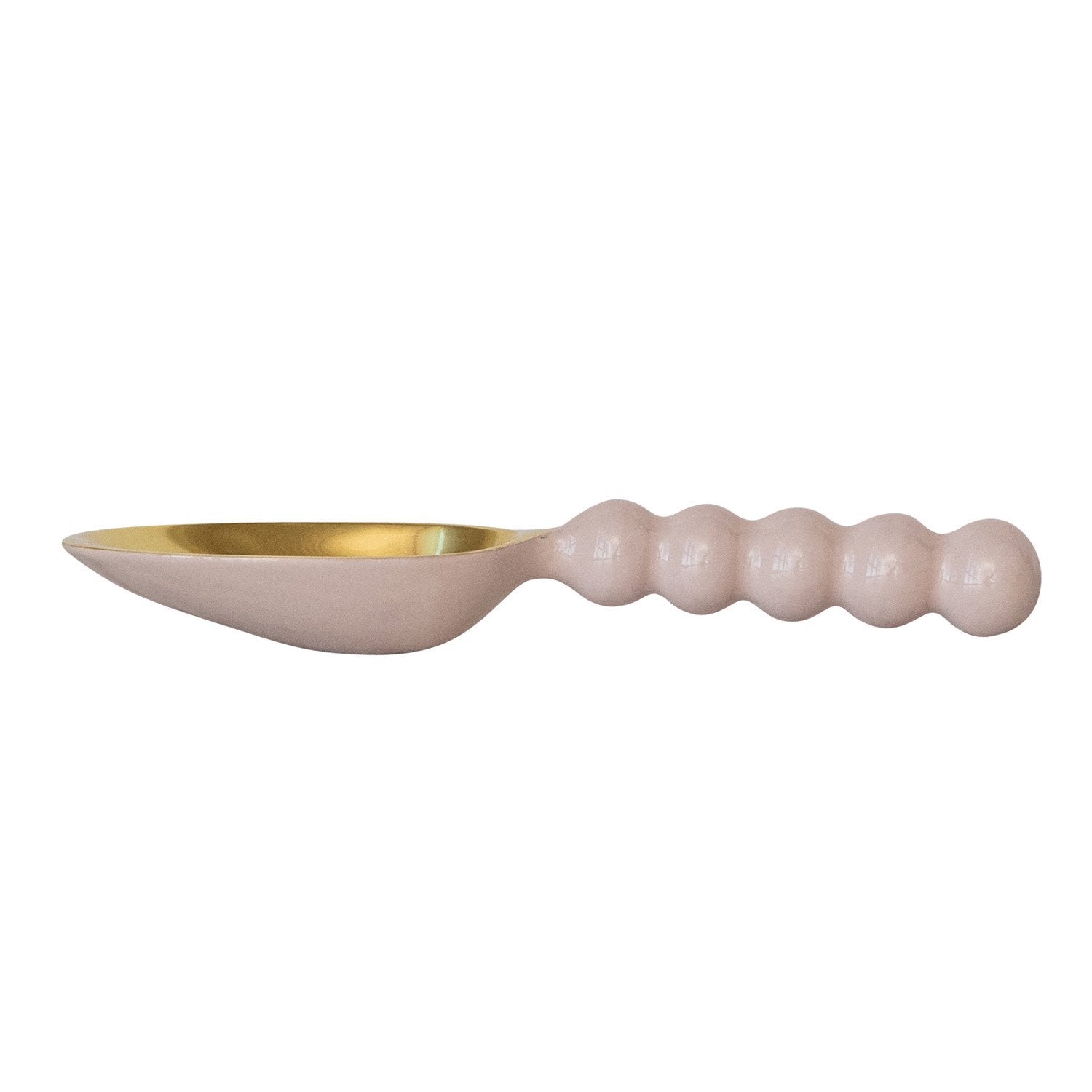 Enameled Aluminum Scoop with Ball Handle, Blush Pink & Gold Finish - From Me To You
