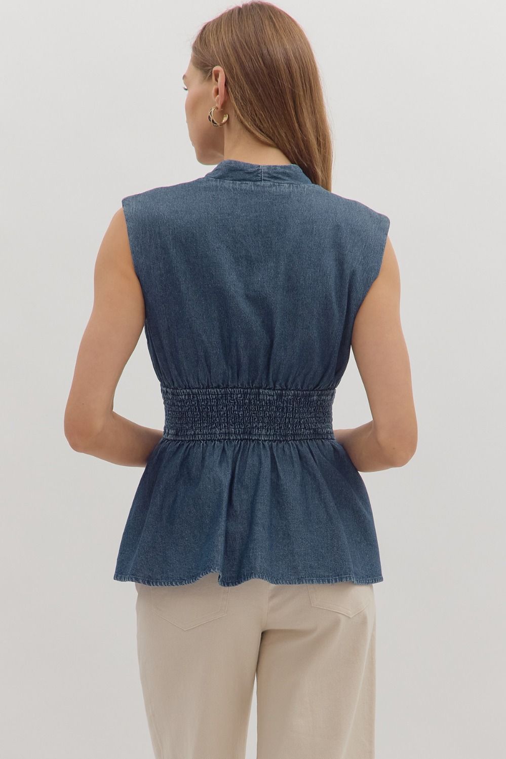 Entro - Denim Sleeveless Zip Top - From Me To You