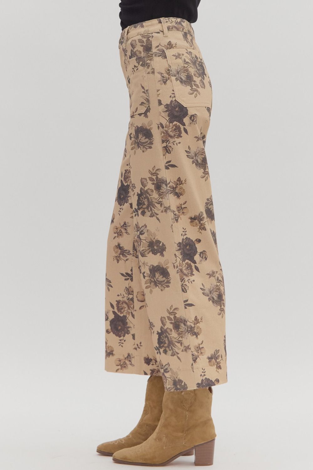 Entro - Floral pattern mid - rise ankle - length pants - From Me To You