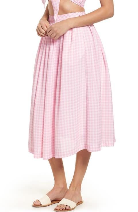 Entro - Gingham midi skirt - PINK - From Me To You