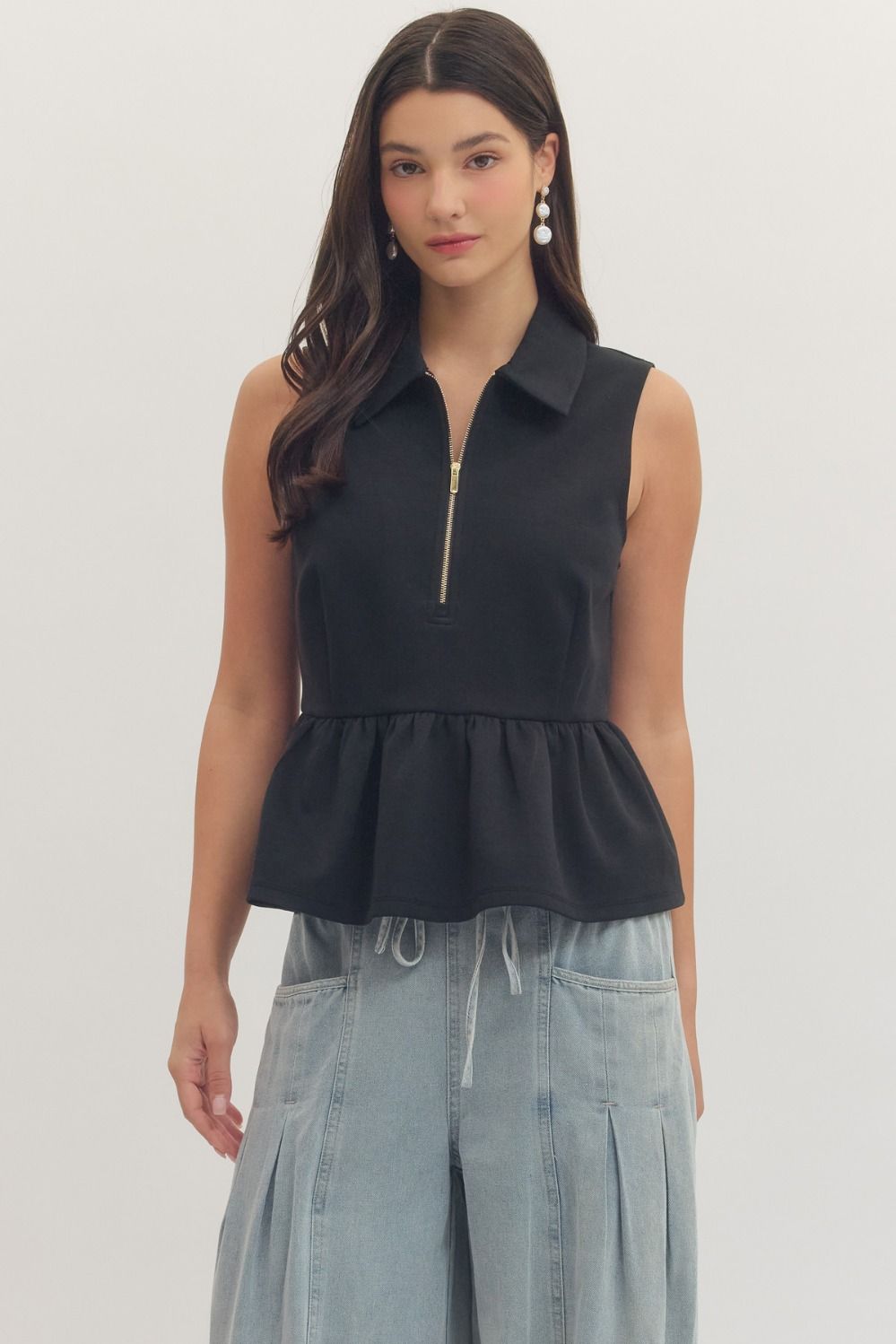 Entro - Solid sleeveless top - T30057 - BLK - From Me To You