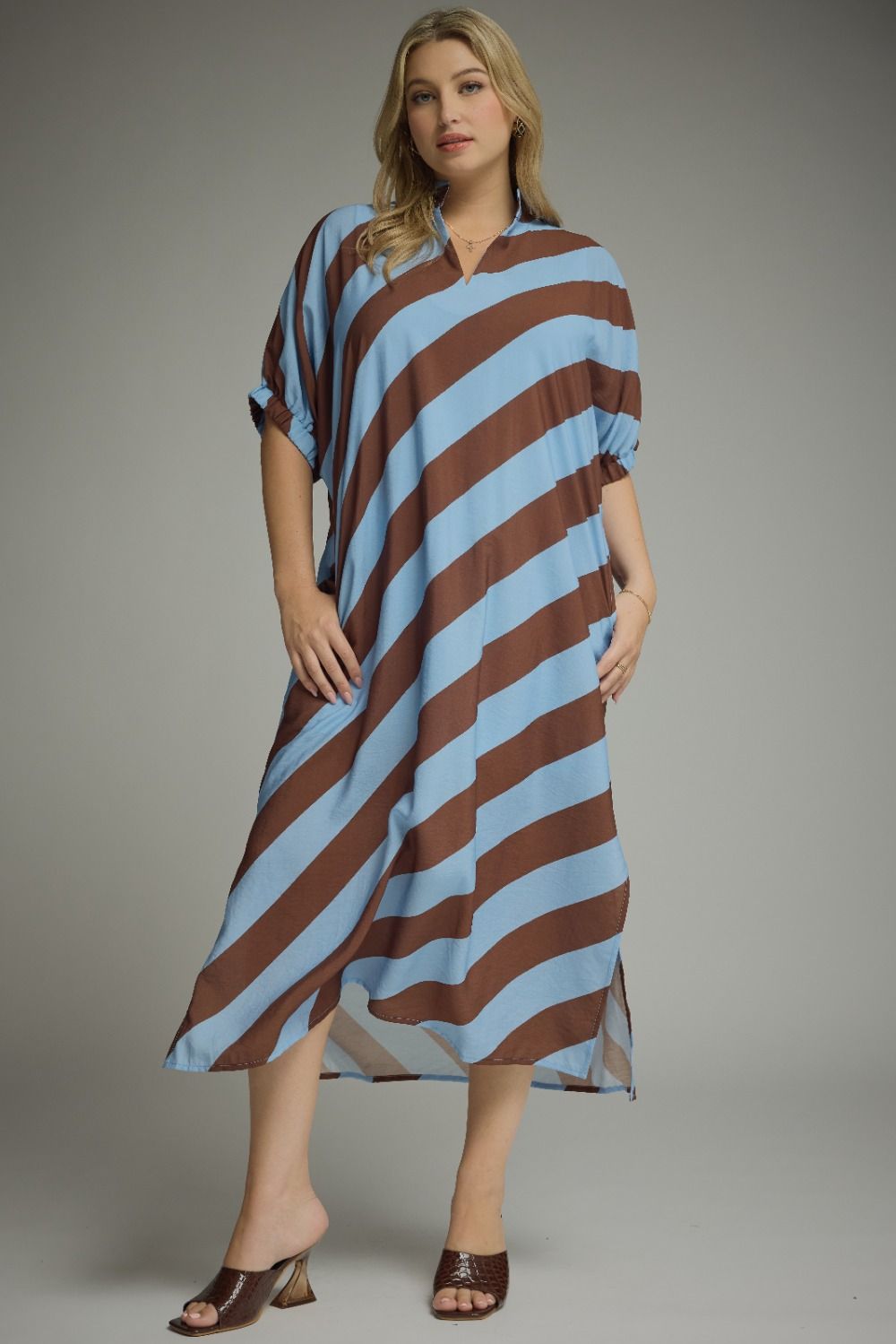 Entro-PLUS SIZE-Solid diagonal stripe-Lt Blue