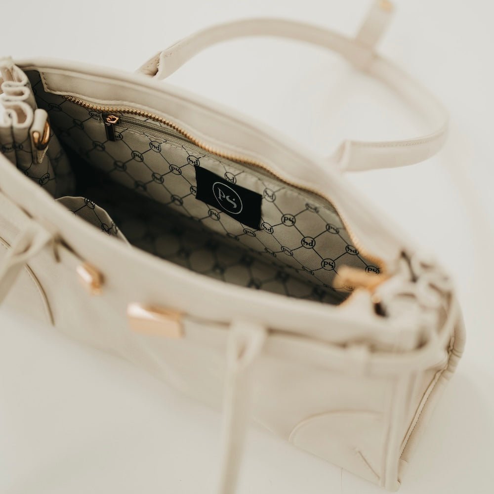 Ethel Vegan Leather Shoulder Bag-Cream - From Me To You