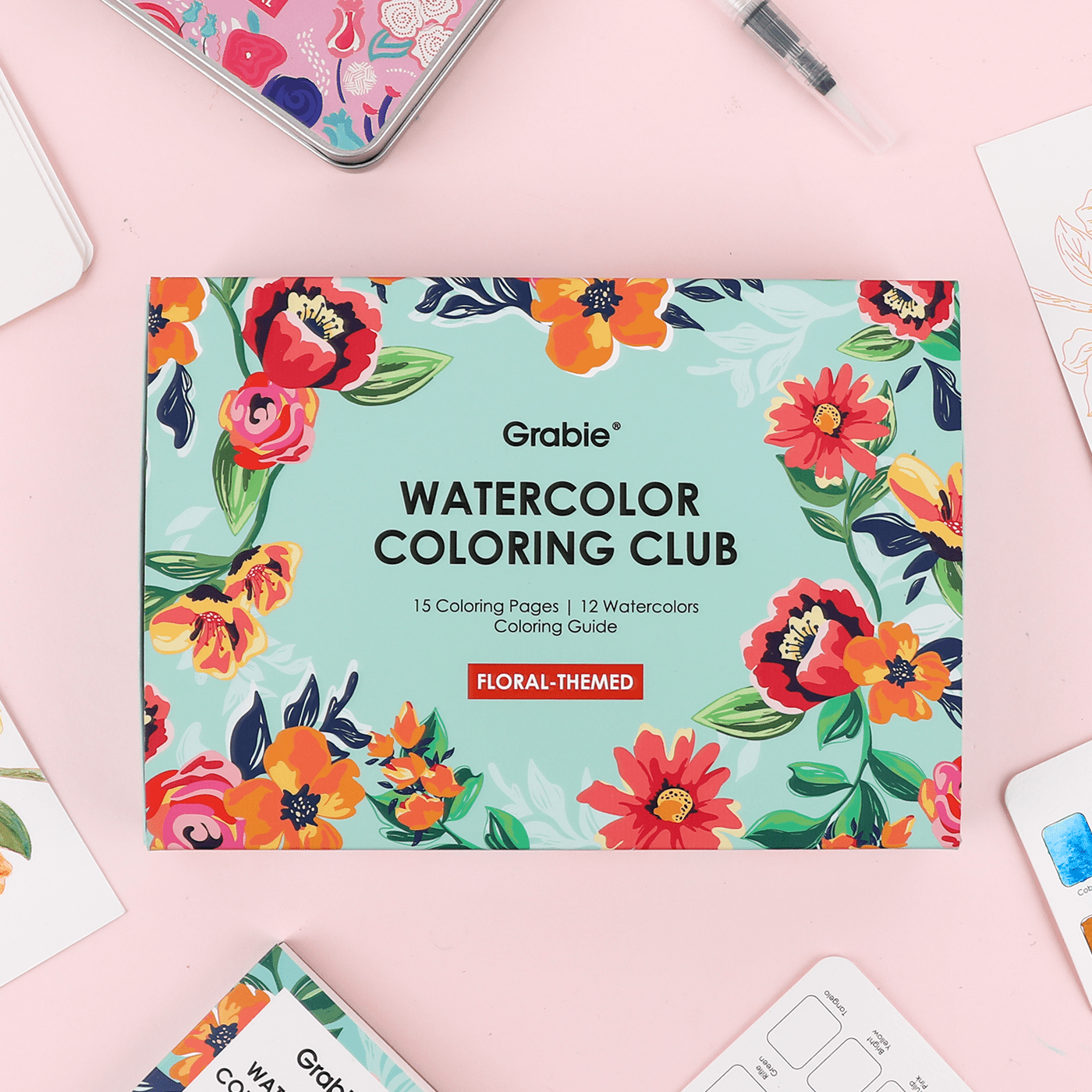 Floral - Themed Watercolor Coloring Club Box - From Me To You