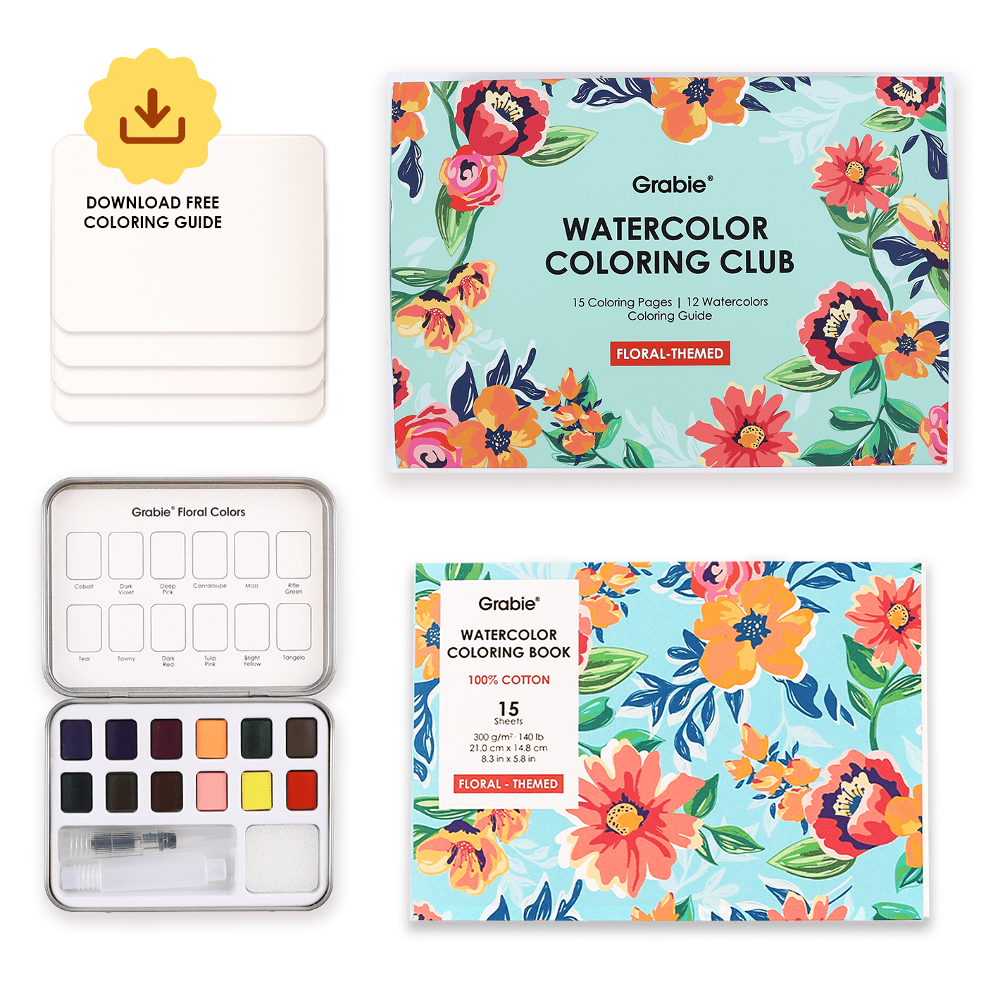 Floral - Themed Watercolor Coloring Club Box - From Me To You