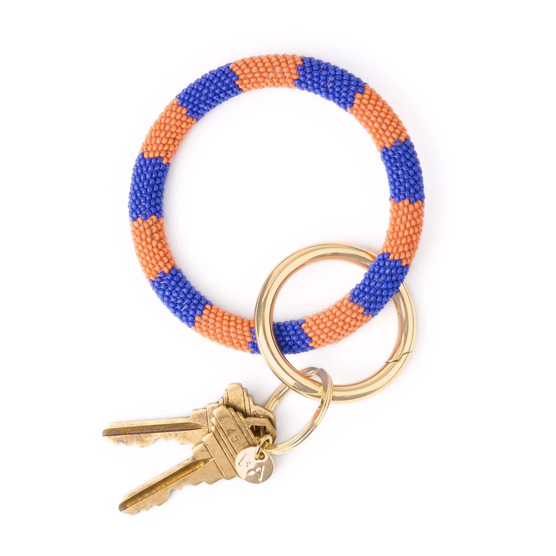 Game Day Beaded Color Block Key Ring Blue + Orange - From Me To You