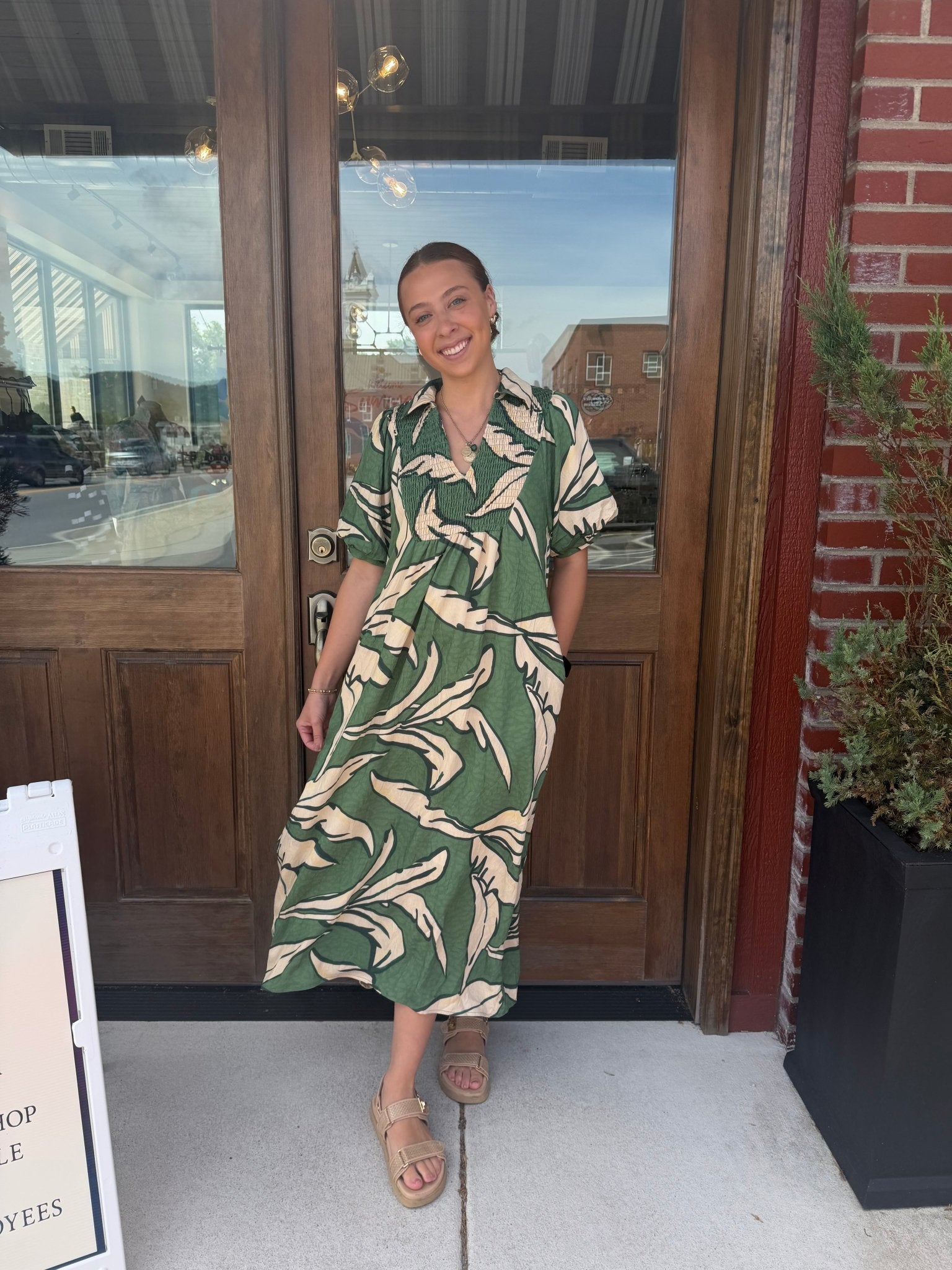Geometric Print Maxi Dress- Green - From Me To You