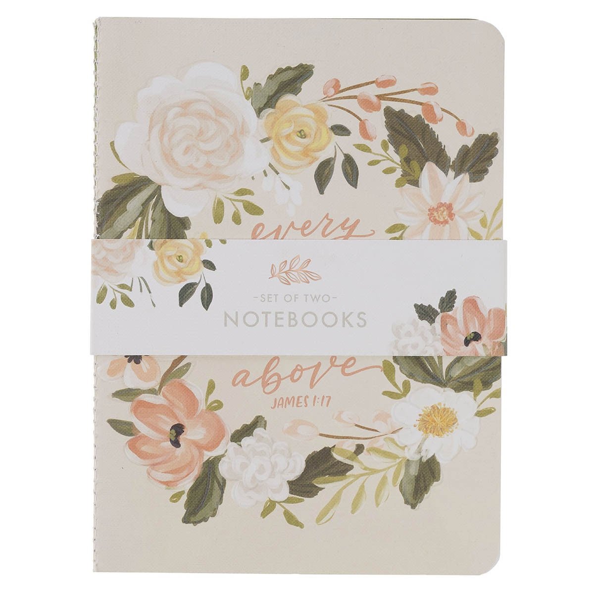 Good Gift and Rejoice Green and Cream Floral Medium Notebook Set - From Me To You