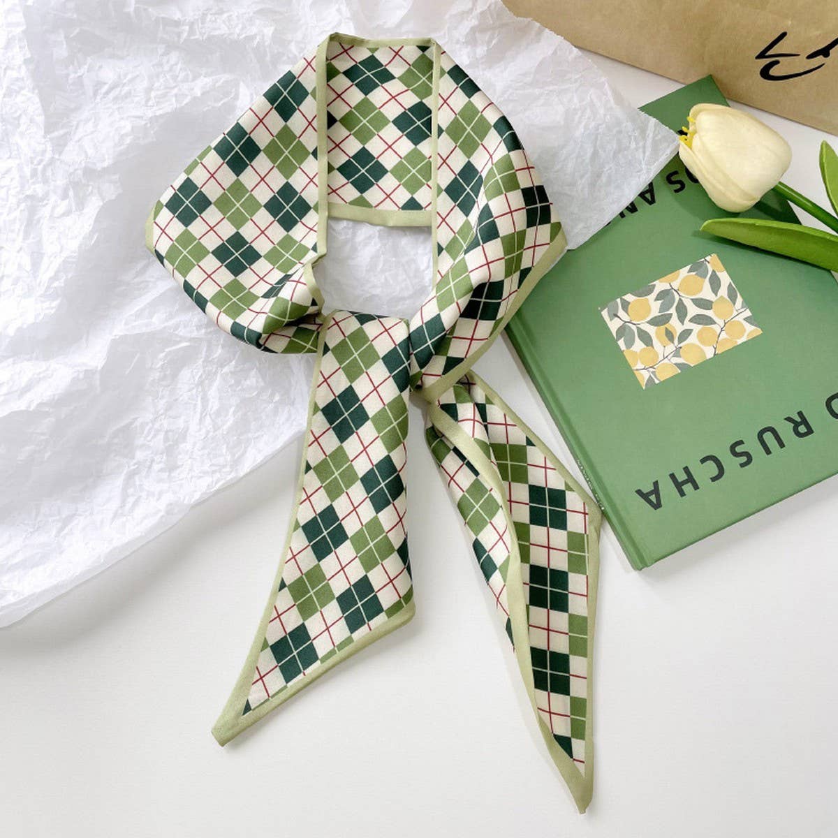 GREEN FRESH PROFESSIONAL SCARF AND RIBBON_CWASC0712 - From Me To You