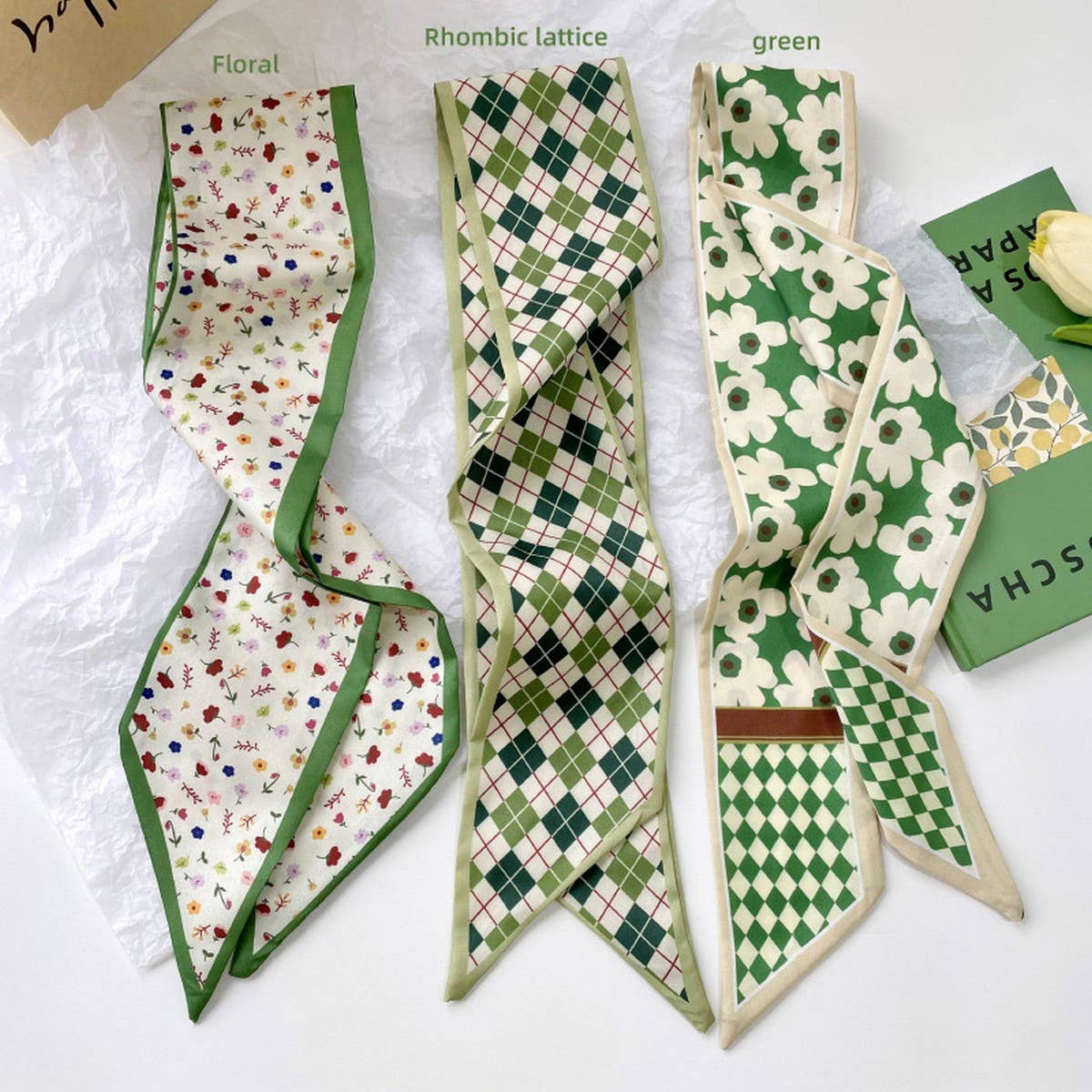 GREEN FRESH PROFESSIONAL SCARF AND RIBBON_CWASC0712 - From Me To You