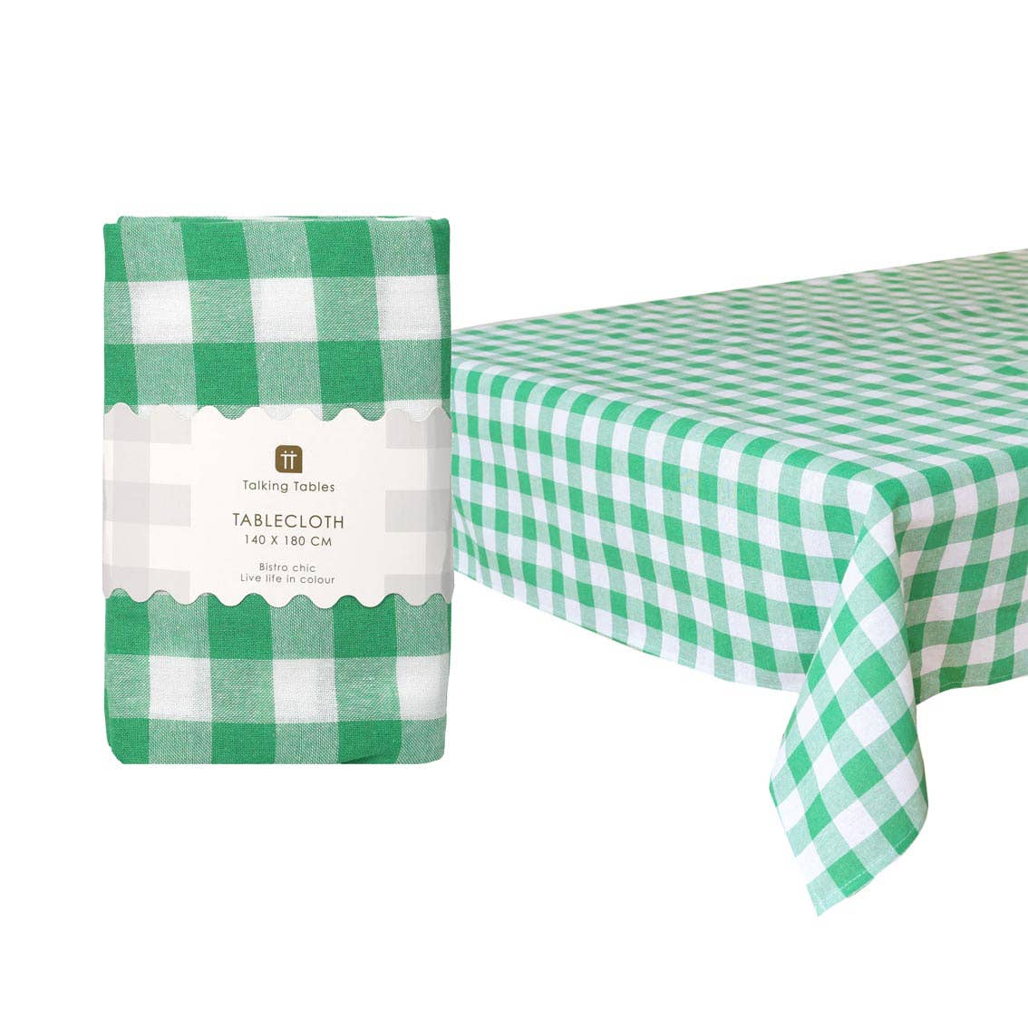 Green & White Gingham Tablecloth | Tableware| - From Me To You