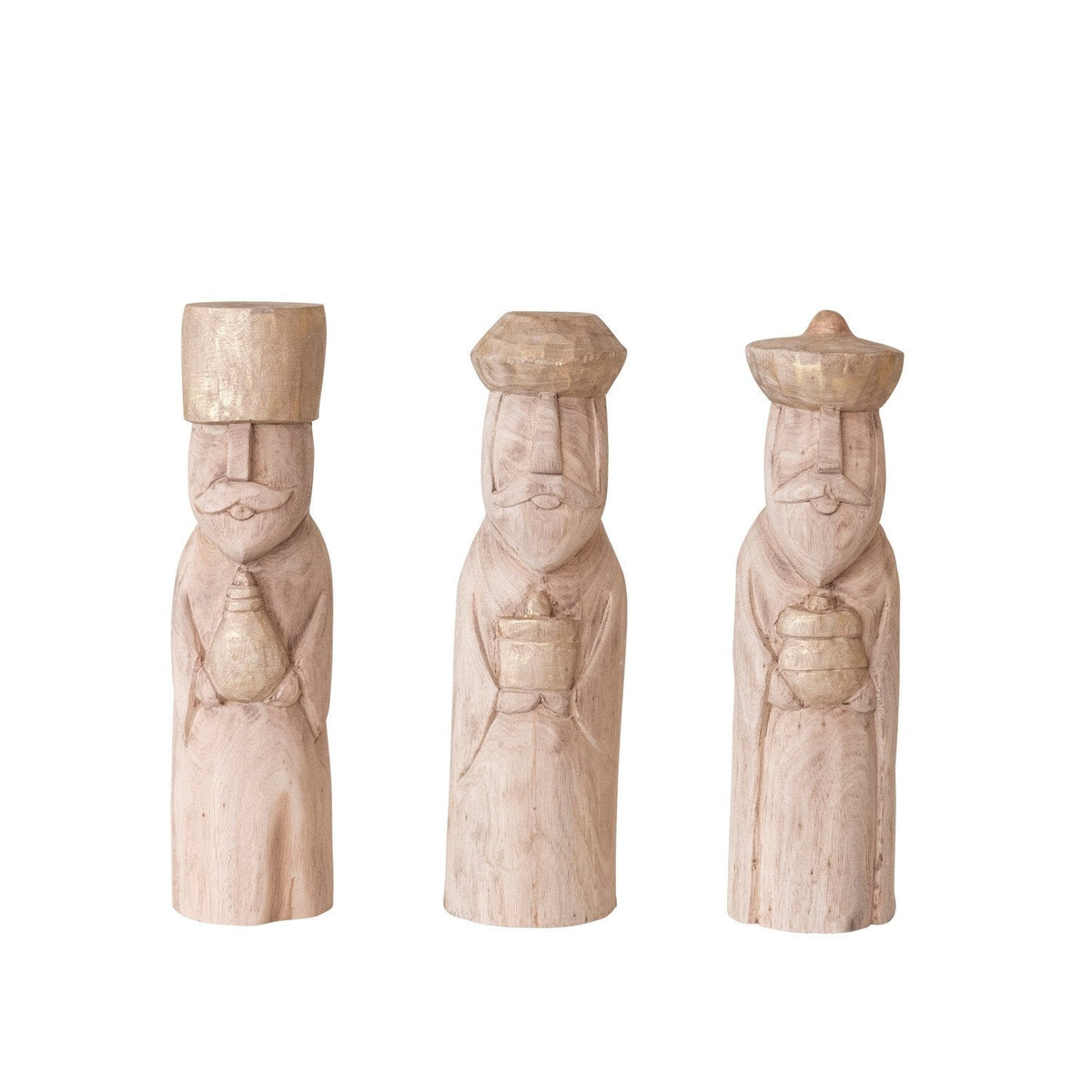 Hand - Carved Mango Wood Wise Men, Natural & Rubbed Gold Finish, 3 Styles - From Me To You