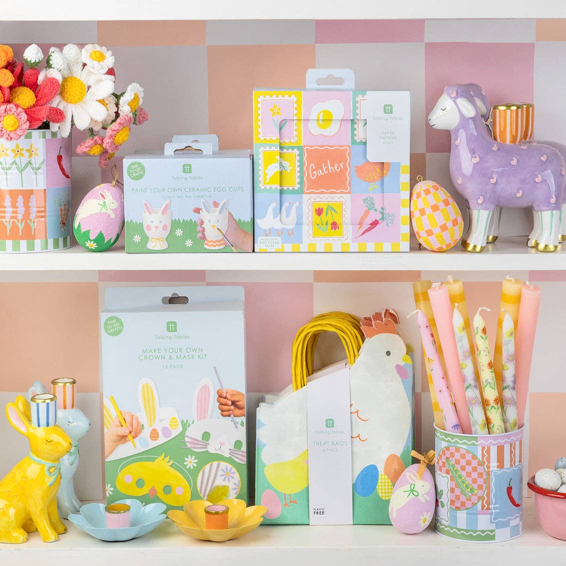 Hand - Painted Bunnies Ceramic Candle Holders | Easter Decor |YELLOW - From Me To You