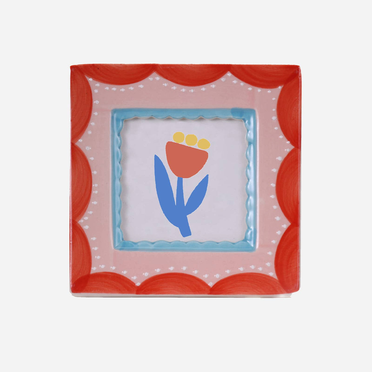 Hand-painted Ceramic Photo Frame, Red Scallop - From Me To You
