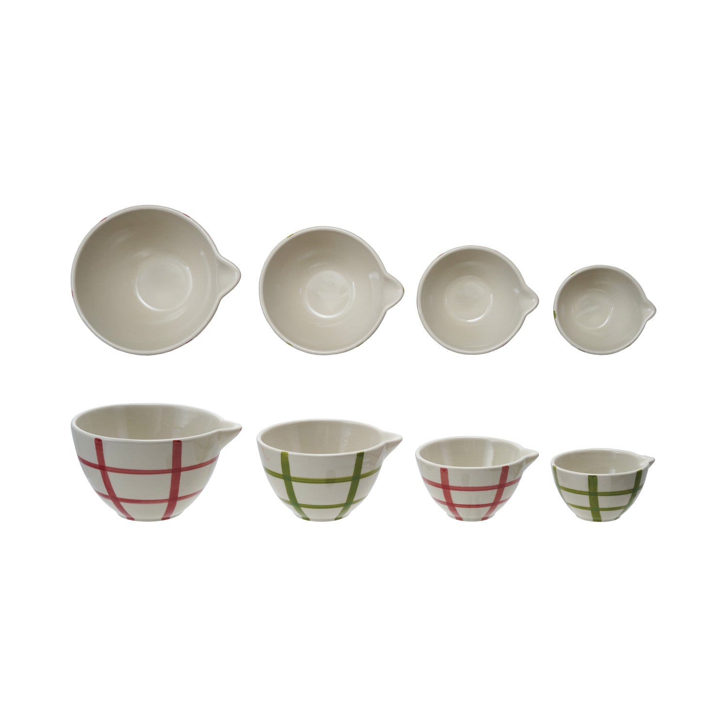 Hand - Painted Stoneware Prep Bowls with Grid Pattern, Set of 4 - From Me To You