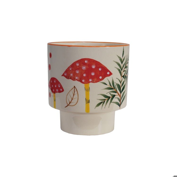 Hazel Mazel 6"Rd x 6 - 3/4"H Stoneware Planter w Mushrooms - From Me To You