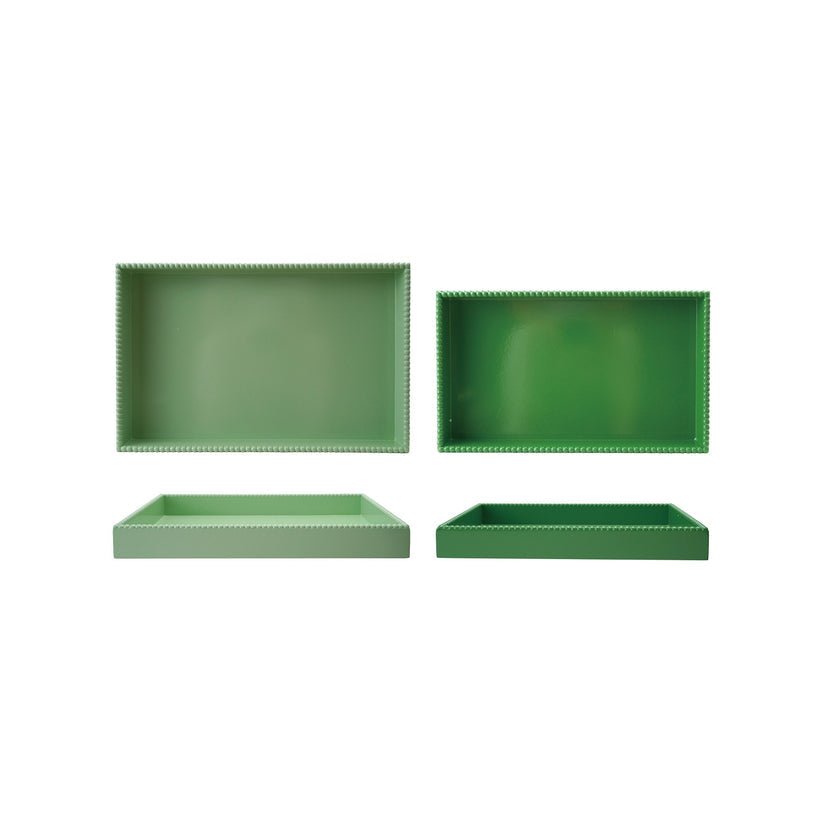 Hazel Mazel S/2 18"L x 11 - 3/4"W Decorative MDF Trays w Hobnail Edge - From Me To You