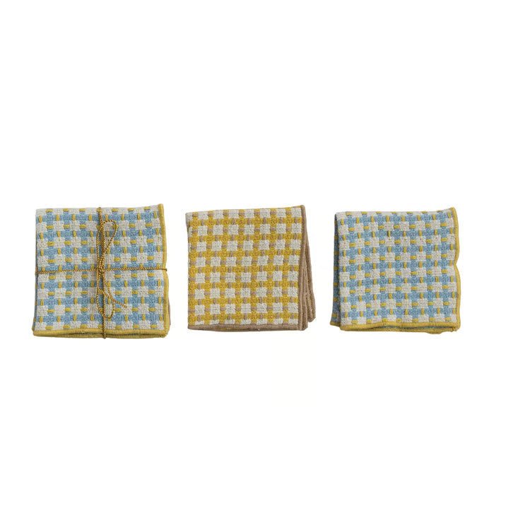 HAZEL MAZEL Woven Cotton Dish Cloth with Plaid-Set of 2 - From Me To You