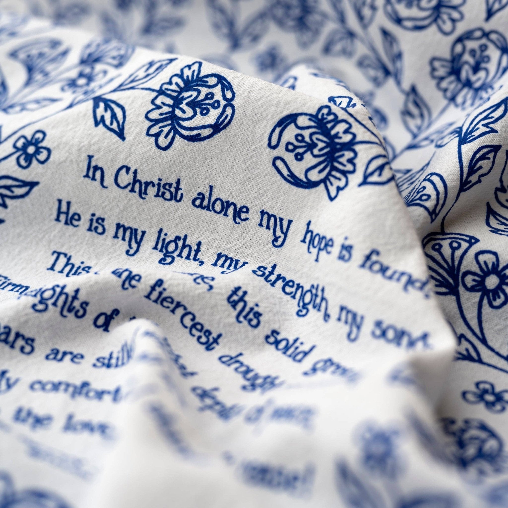 In Christ Alone Hymn Tea Towel - Blue - From Me To You