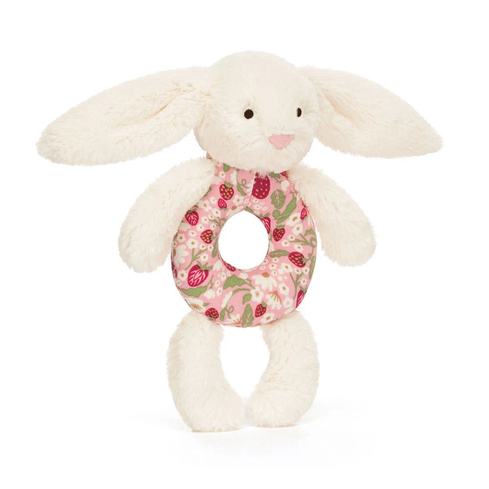 Jellycat-Blossom Cream Bunny 'Berry' Ring Rattle - From Me To You