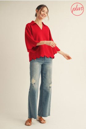 JODIFL G14737 - Plus Tomato Red Top - From Me To You