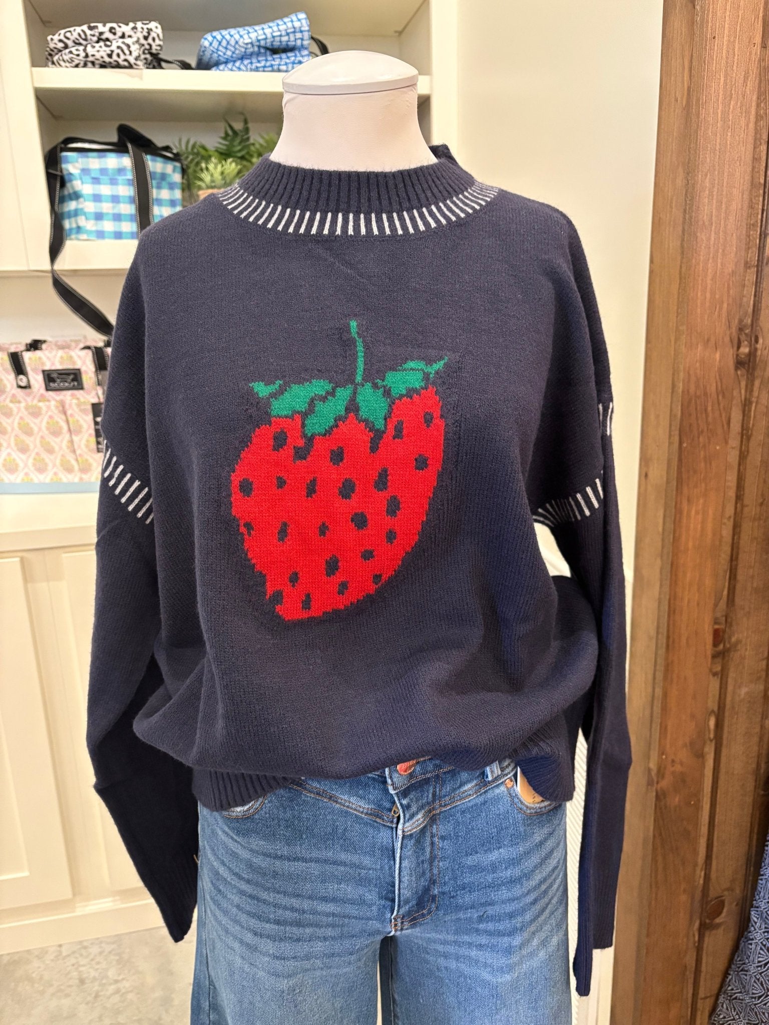 JODIFL G14997 - Navy Sweater with Strawberry - From Me To You