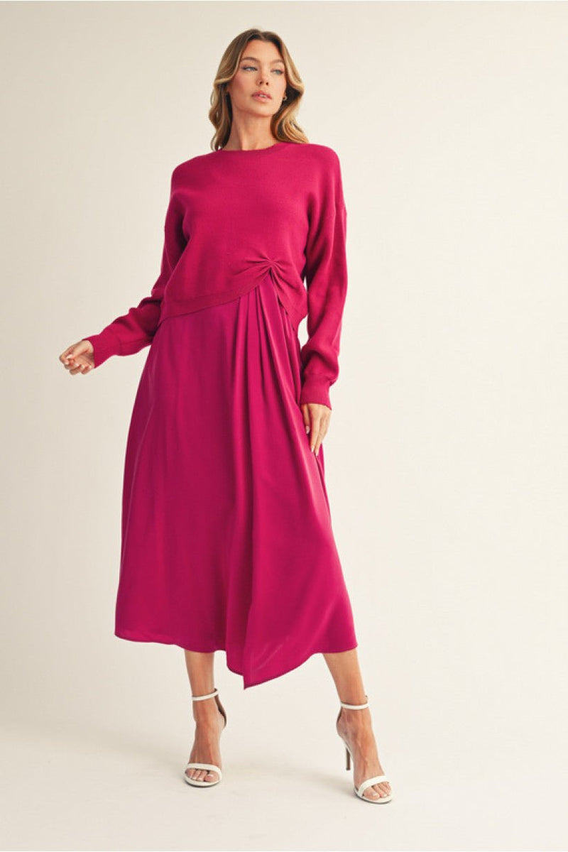 JODIFL Sweater Dress Set - Magenta