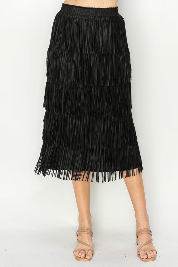 Joh - Jayleen Fringe Skirt - Black - From Me To You