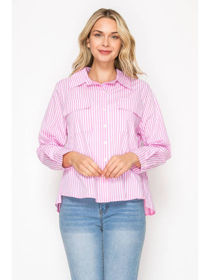 Joh - Jenn Shirt with Pleating Details - Pink - From Me To You