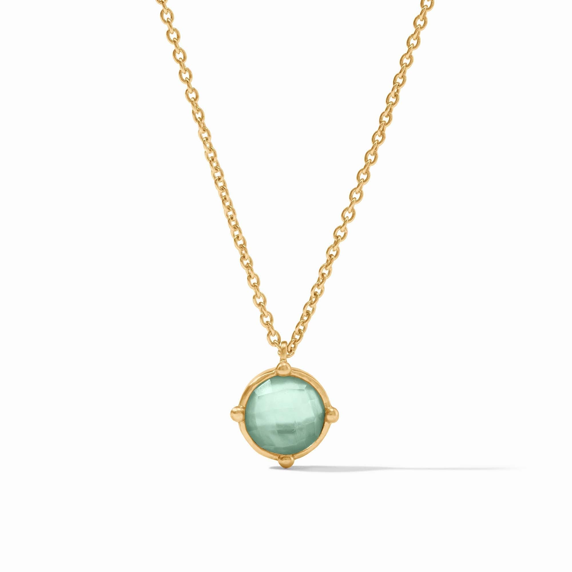 JULIE VOS Honeybee Solitaire Necklace - GOLD - Iridescent Aquamarine Blue - From Me To You