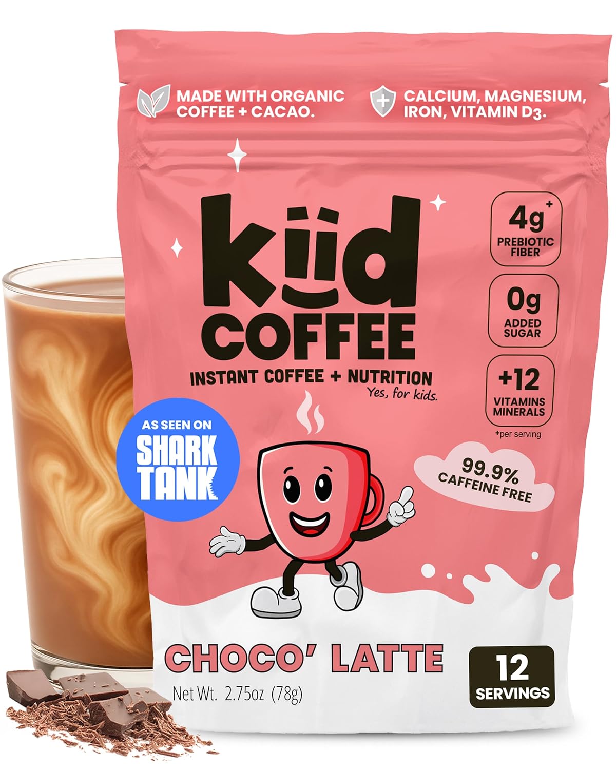Kiid Coffee - 99.9% Caffeine - Free Organic Coffee for Kids - Choco' Latte - From Me To You