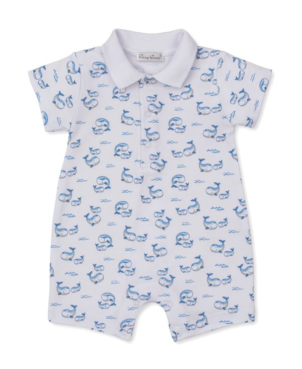 kissy kissy - Whale Pods Blue Short Playsuit w/ Collar - Blue - From Me To You
