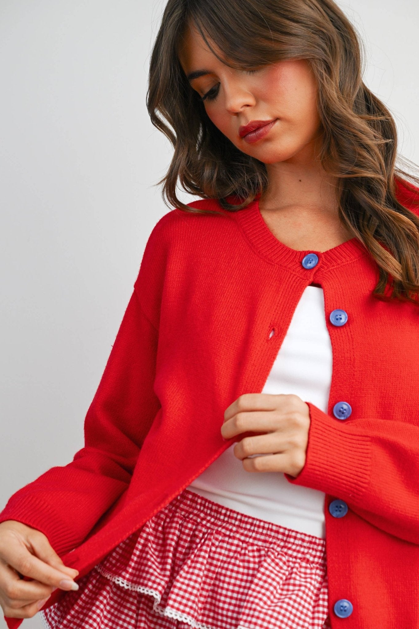 Long Sleeve Crew Neck Button Front Cardigan - BMC7965 - From Me To You