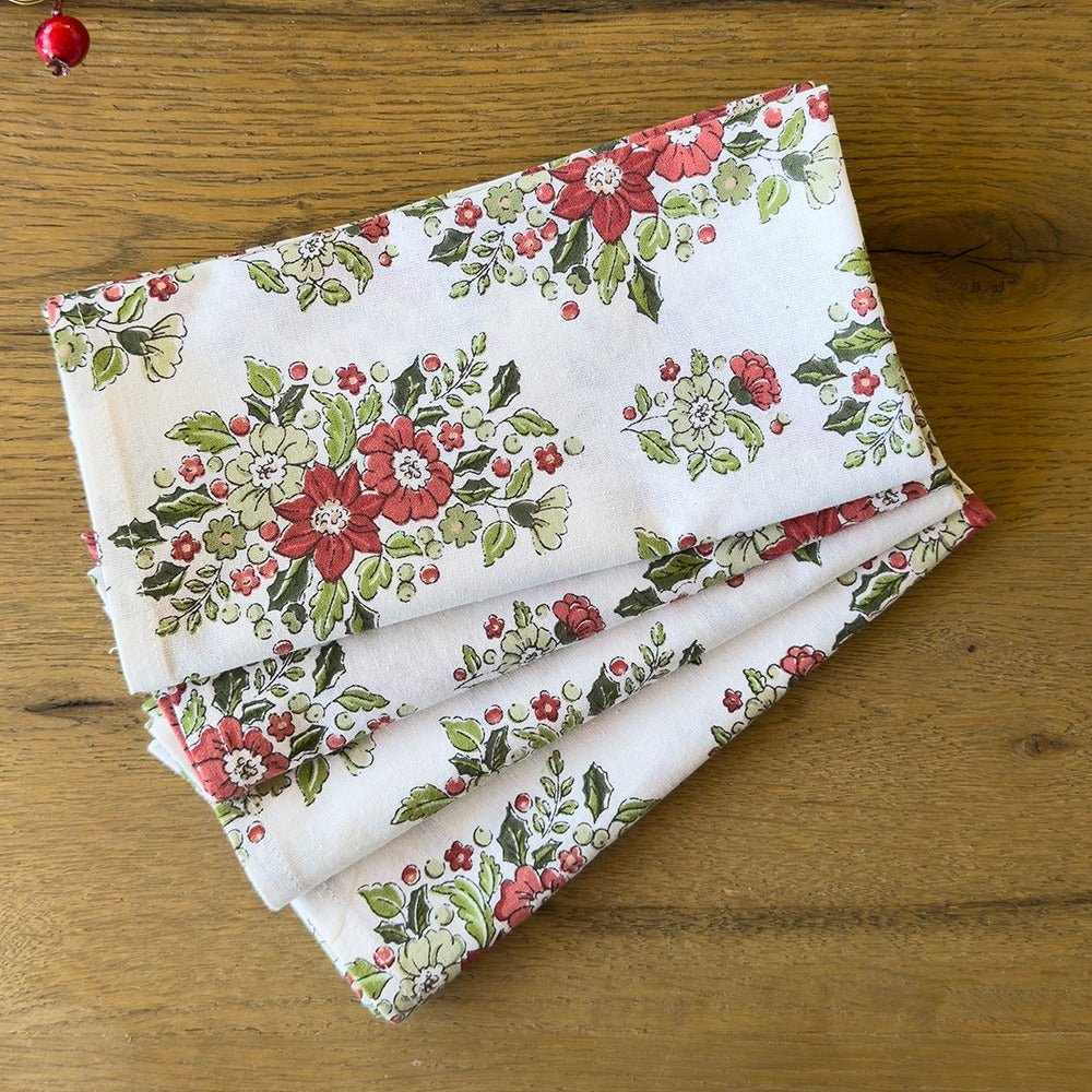 Mahogany - Napkin - Set Of 4 - Holly & Berry Ivory - From Me To You