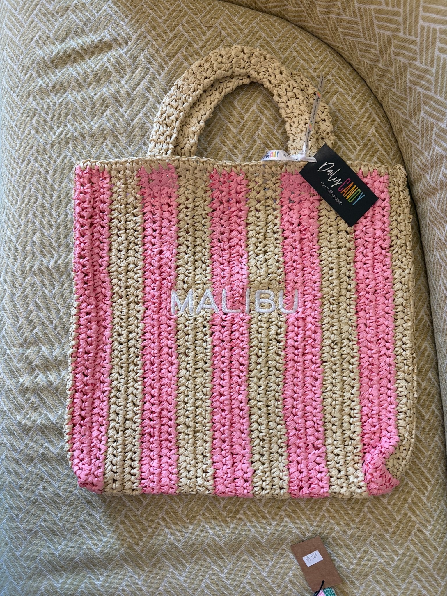 Malibu Sugar Straw Striped Tote - From Me To You
