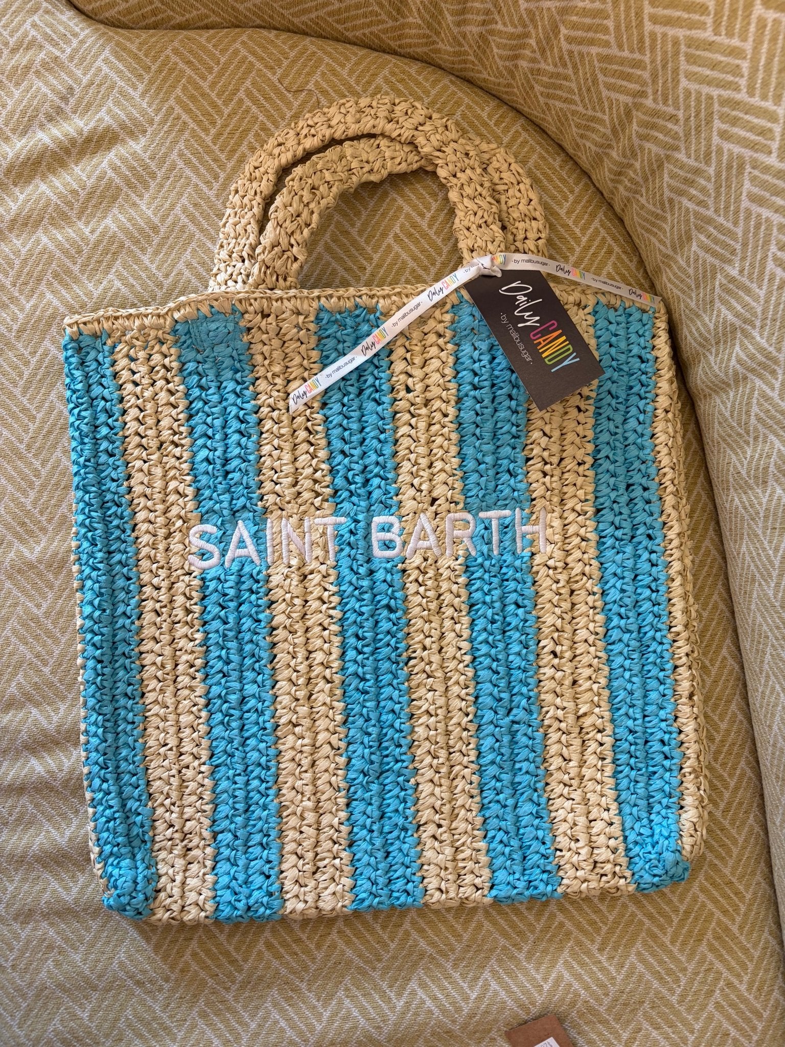 Malibu Sugar Straw Striped Tote - From Me To You