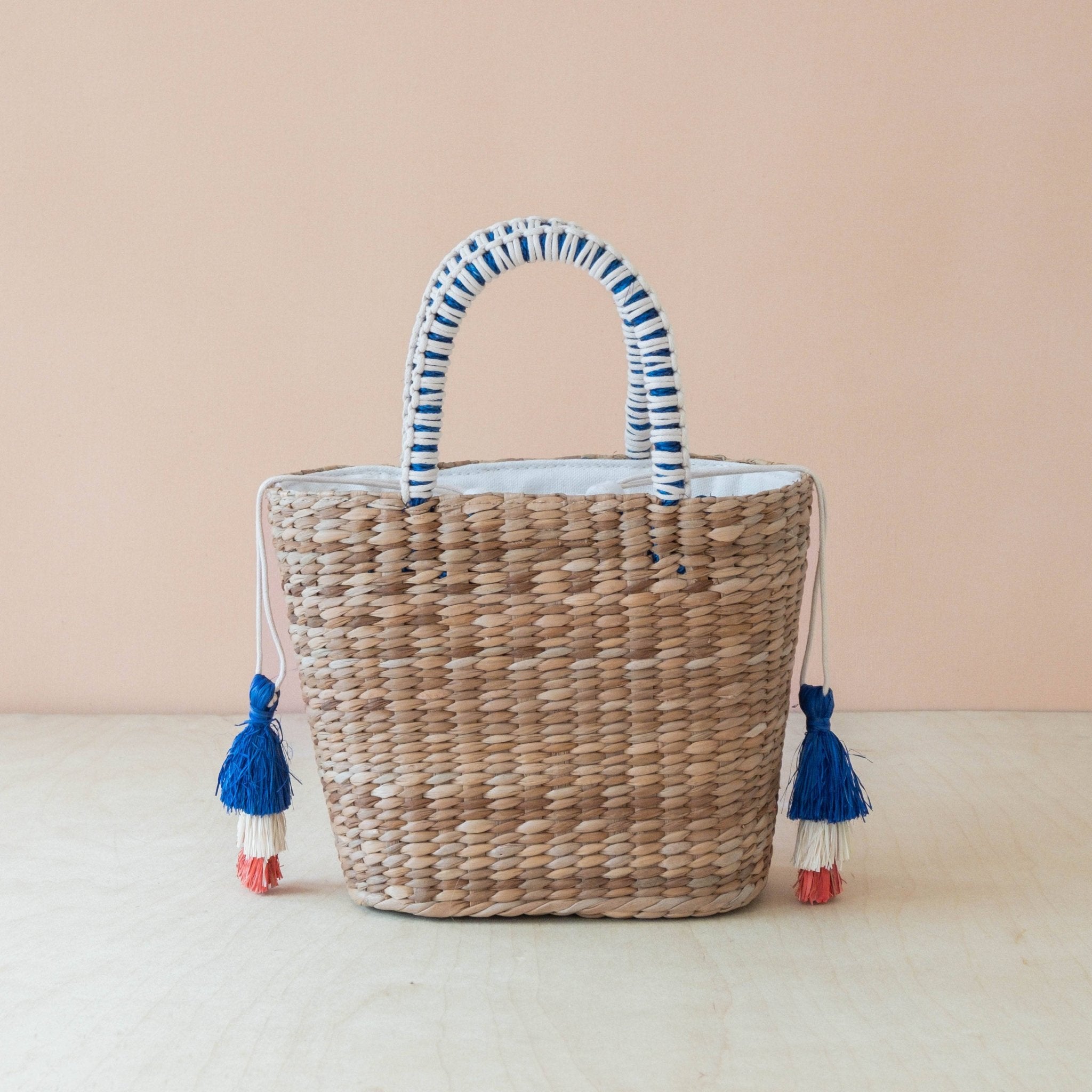 Mini Woven Tote Bag with Embroidered Bonjour – Handwoven Beach Tote | LIKHÂ - From Me To You