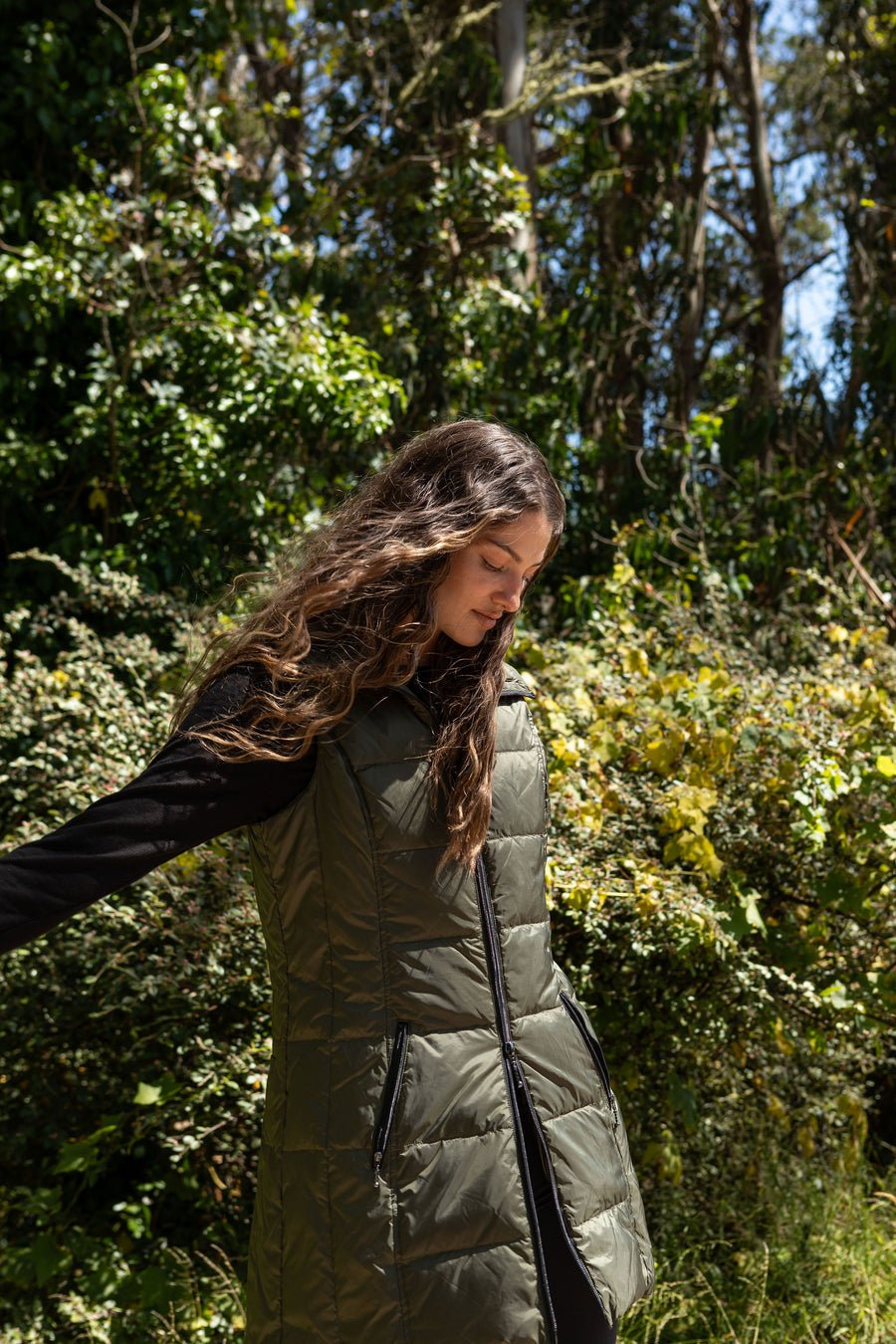 My Anorak - THE LONG QUILTED VEST - Basil - From Me To You