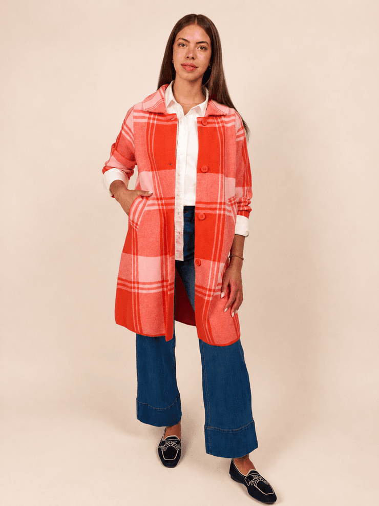 NATALIE coat Strawberry Pink Plaid - From Me To You