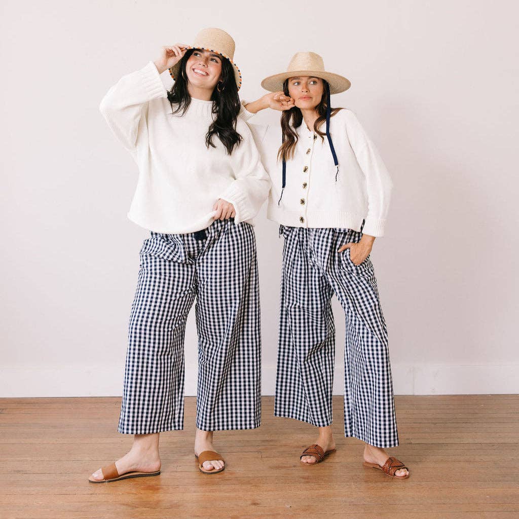 Navy Gingham Daphne Pant - From Me To You
