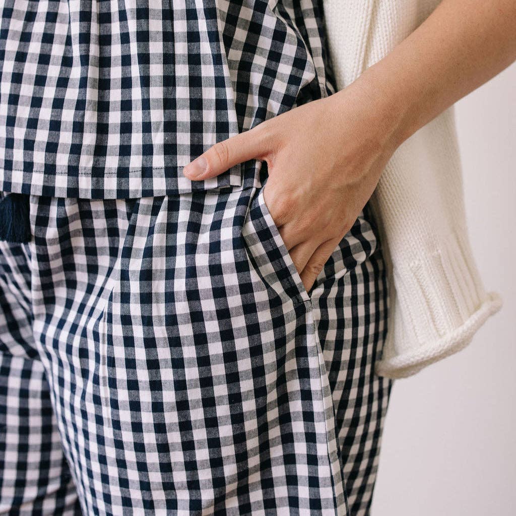 Navy Gingham Daphne Pant - From Me To You