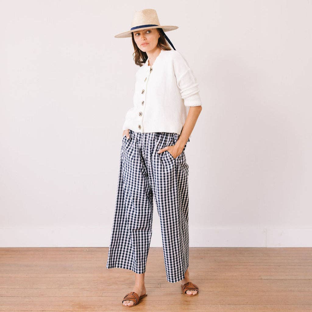 Navy Gingham Daphne Pant - From Me To You