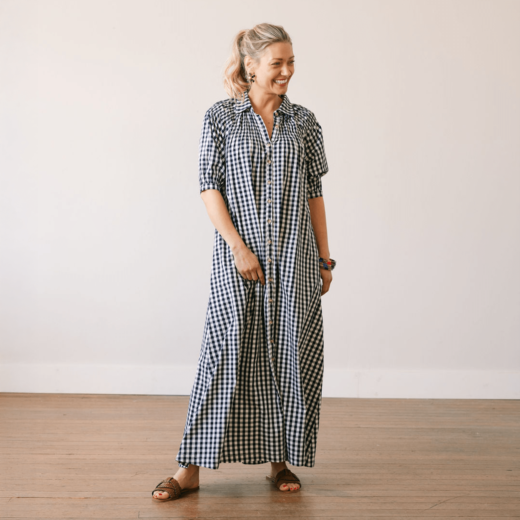 Navy Gingham Oasis Dress - From Me To You
